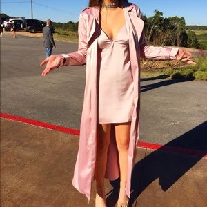 Pretty Little Thing Pink Satin Trenchcoat